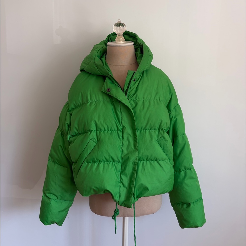 Velvet by Graham & Spencer Puffer Jacket Green Hooded Zip S
